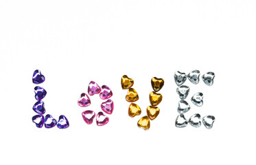 inscription love for valentine's day for women's day. The word of love for the beloved. The inscription of hearts in the shape of LOVE 