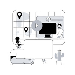 Video game walkthrough abstract concept vector illustration. Online walkthrough video, popular pc game content, gaming stream, playthrough, console playing, improving skill abstract metaphor.