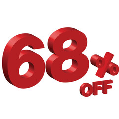 sixty eight 68 percent off  3d vector illustration 