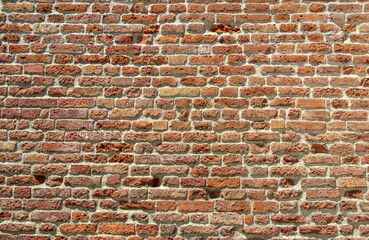 Red bricks wall, vintage old bricks wall texture background