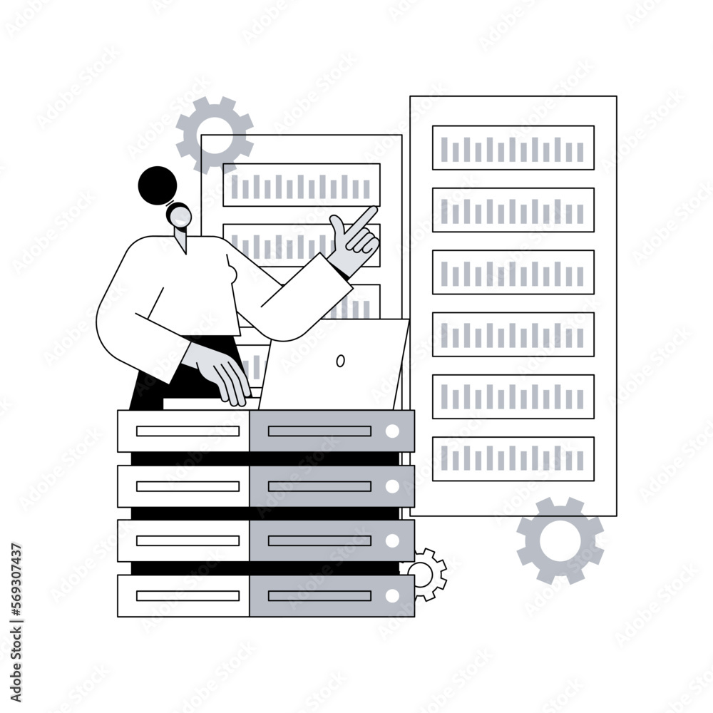 Poster system administration abstract concept vector illustration. network upkeeping, computer systems and 