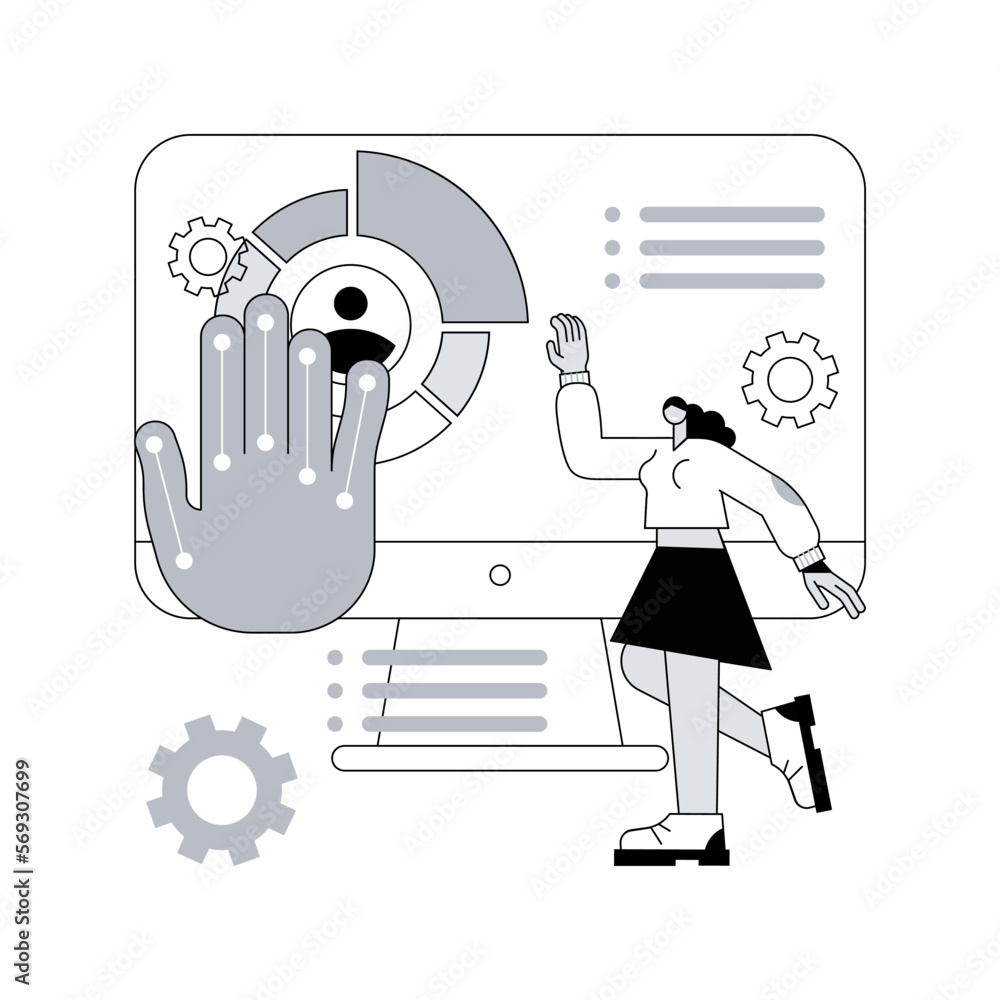 Poster gesture recognition abstract concept vector illustration. remote gesture commands, hands-free contro