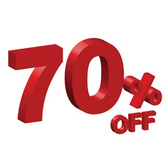 Seventy 70 percent off 3d vector illustration 