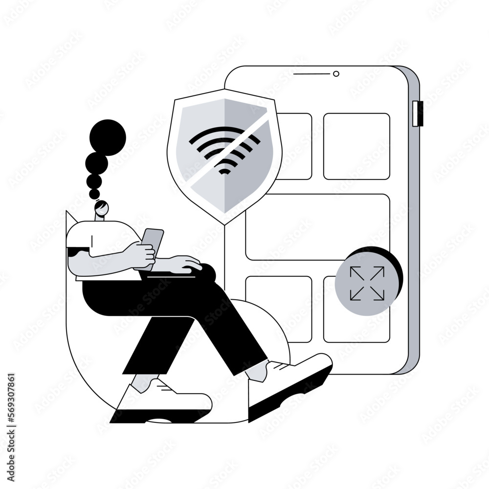 Poster progressive web app abstract concept vector illustration. working offline web, pwa application devel