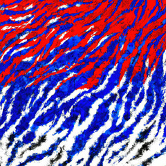 Tiger natural style with US flag coloured background