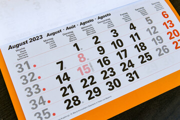 Obraz premium Calendar planner for the month august 2023
