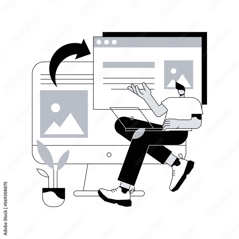 Aufkleber microsites abstract concept vector illustration. corporate website, web development service, mobile 