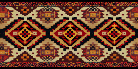 Moroccan kilim background  with geometric colorful pattern, generative Ai