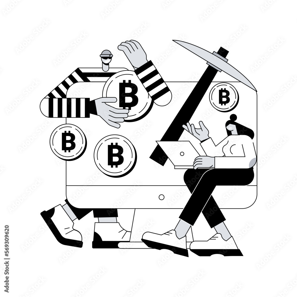 Poster hidden mining abstract concept vector illustration. cryptocurrency mining method, miner bot, secret 