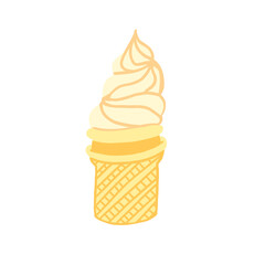 Vanilla ice cream. Vector illustration in cartoon flat style isolated on white background.