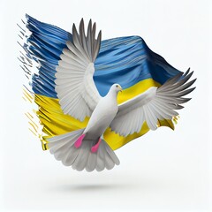 Pigeon with ukraine flag pattern wallpaper, ai generative