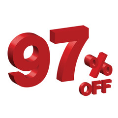 ninety seven 97 percent off 3d vector illustration 