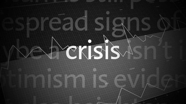 Crisis titles, financial crash, economy recession concept. 4K video animation