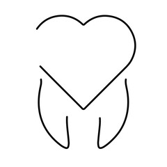 heart tooth icon on white background, vector illustration.