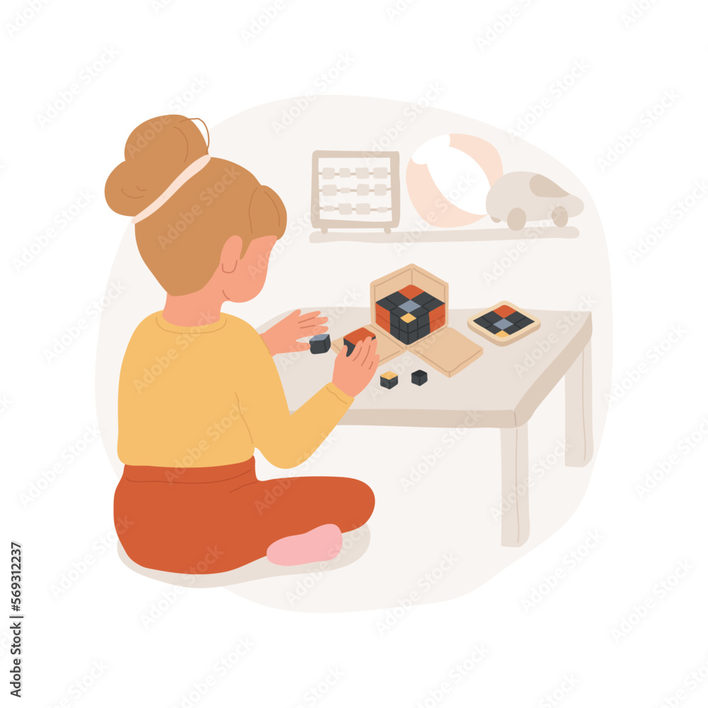 Poster understanding dimension isolated cartoon vector illustration. teaching child dimension, montessori m