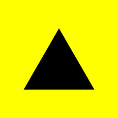 Black and yellow vector graphic consisting of a black triangle on a yellow background