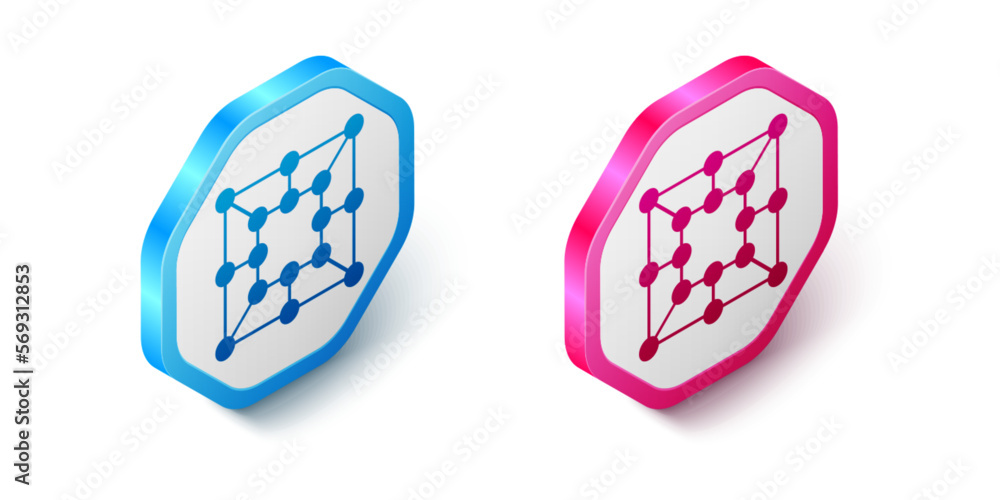 Poster isometric board game icon isolated on white background. hexagon button. vector