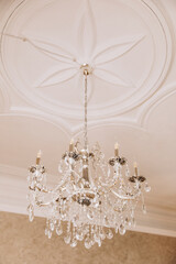 antique chandelier with many crystals