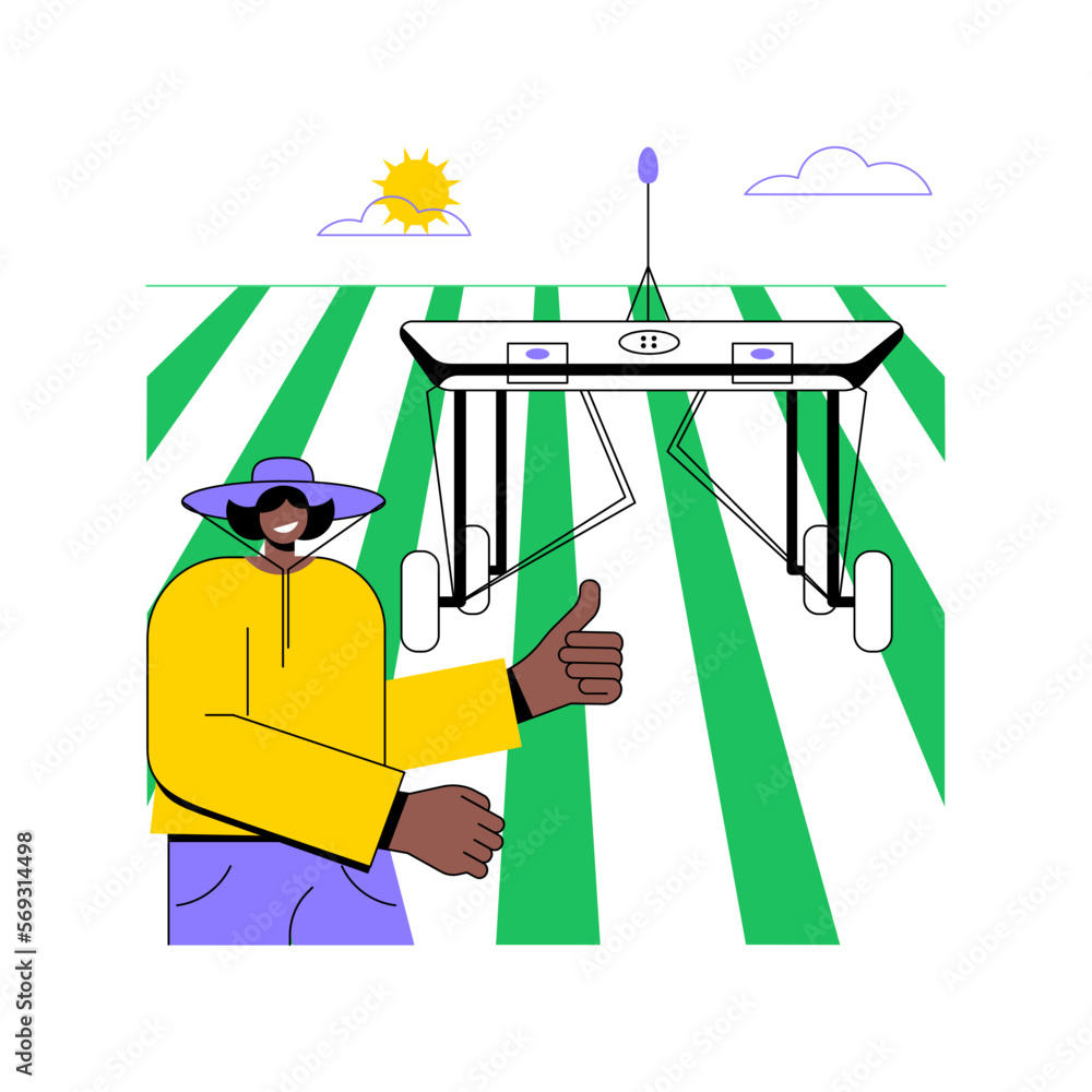 Poster weed control robots isolated cartoon vector illustrations. farmer using robot to control weed, agric