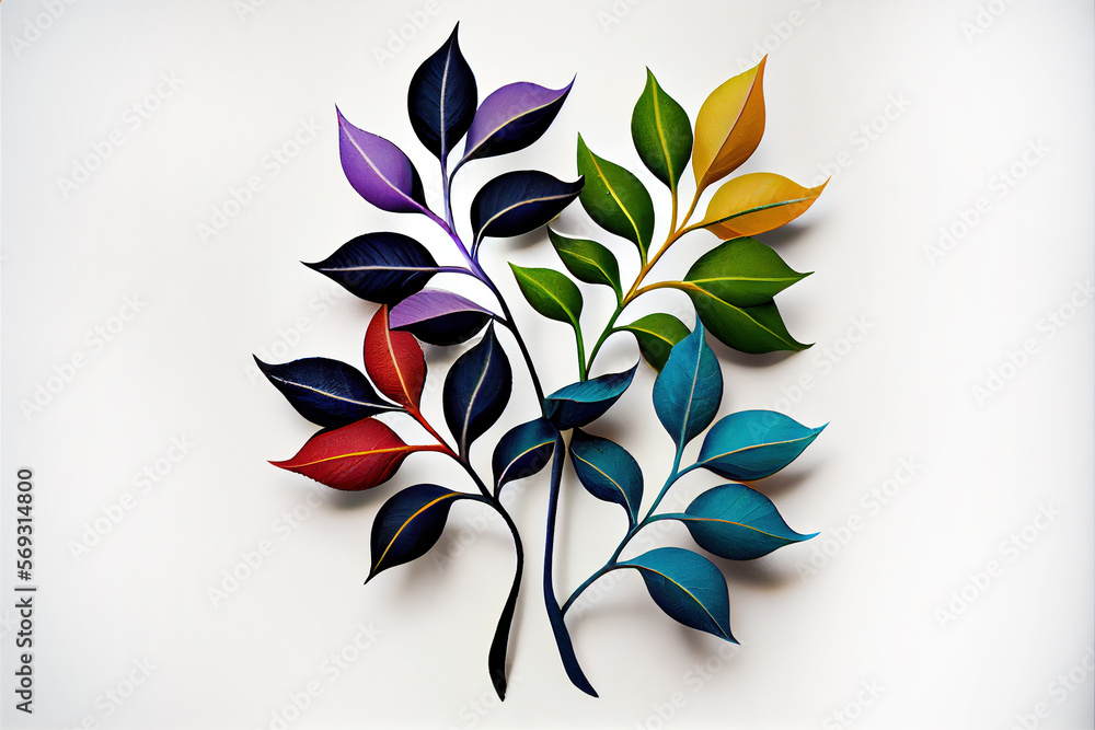 Poster abstract pattern of colorful leaves. generative ai