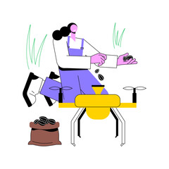 Seed-planting drones isolated cartoon vector illustrations. Man dealing with seed-planting drone, smart farming industry, precision agriculture, improve agricultural yield vector cartoon.