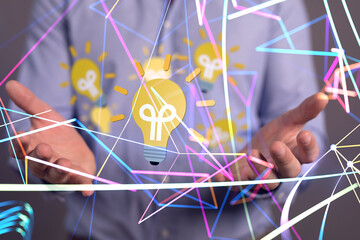 Neural network 3D illustration. Big data and cybersecurity