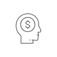 Human head and coin, give back, money lineal icon. Finance, payment, invest finance symbol design.