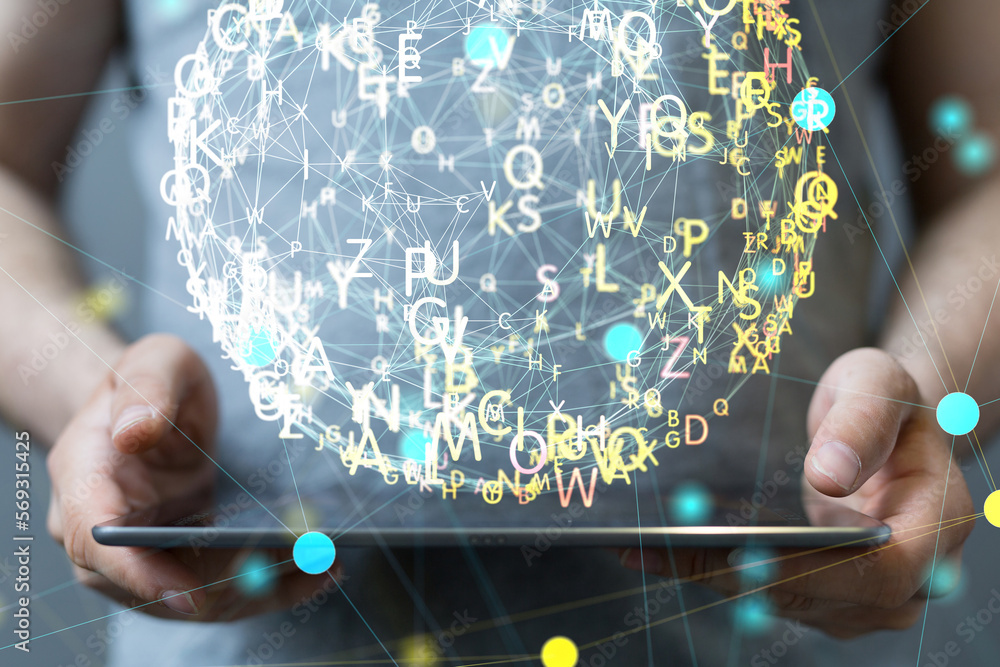 Poster conference digital network and data concept 3d