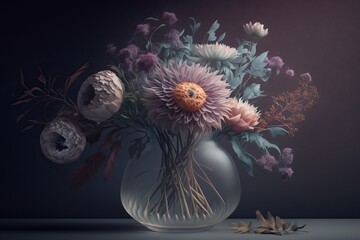 Bouquet of flowers in a vase. AI	