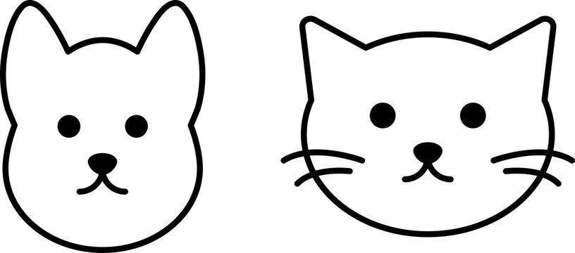 Cat and dog head line icons. PNG image