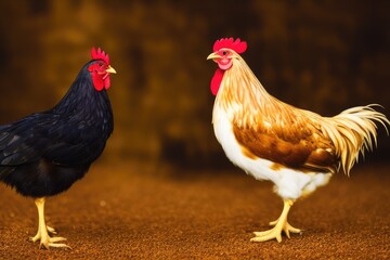 Fototapeta premium High-Resolution Image of a Chicken Showcasing the Beautiful and Majestic Characteristics of this Popular Farm Animal