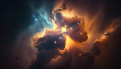 Space nebula, in gentle tones
