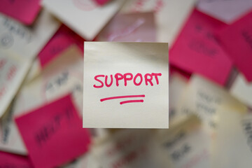 Support, Handwritten Note. Concept Of Helping