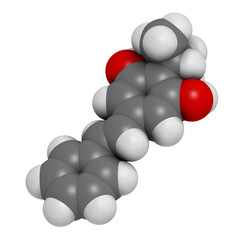 Tapinarof psoriasis drug molecule. 3D rendering.