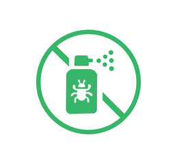 Green pesticides free symbol with aerosol spray
