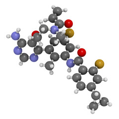 Remibrutinib drug molecule. 3D rendering.