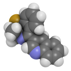 Quinofumelin fungicide molecule. 3D rendering.