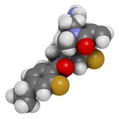 Remibrutinib drug molecule. 3D rendering.