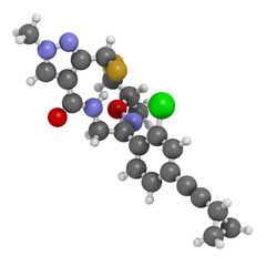 Pyrapropoyne fungicide molecule. 3D rendering.