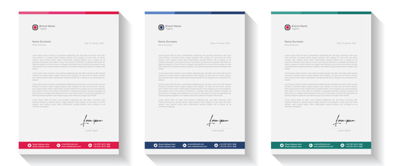 Modern Creative & Clean business style letterhead bundle of your corporate project design. letterhead flyer corporate official minimal creative abstract professional informative newsletter magazine.