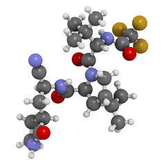 Nirmatrelvir (PF-07321332) antiviral drug molecule. 3D rendering.