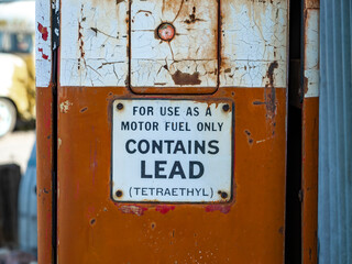 Gasoline contains lead sign
