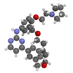 Pacritinib cancer drug molecule. 3D rendering.