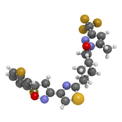 Oxathiapiprolin fungicide molecule. 3D rendering.