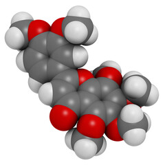 Nobiletin flavonoid molecule. 3D rendering.