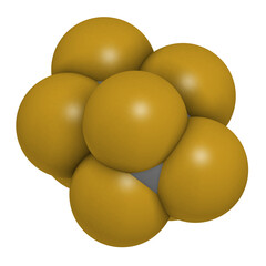 Octafluoropropane perfluorocarbon molecule. 3D rendering.
