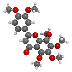 Nobiletin flavonoid molecule. 3D rendering.