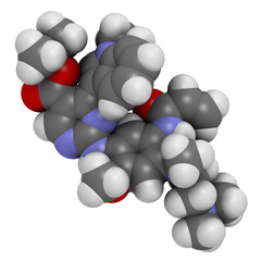 Mobocertinib cancer drug molecule. 3D rendering.