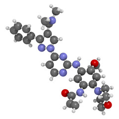 Lazertinib cancer drug molecule. 3D rendering.