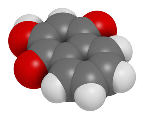 Lawsone (hennotannic acid) henna dye molecule. 3D rendering.